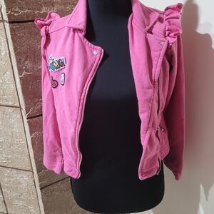 Vibrant Pink Jean Jacket with Sporty Style